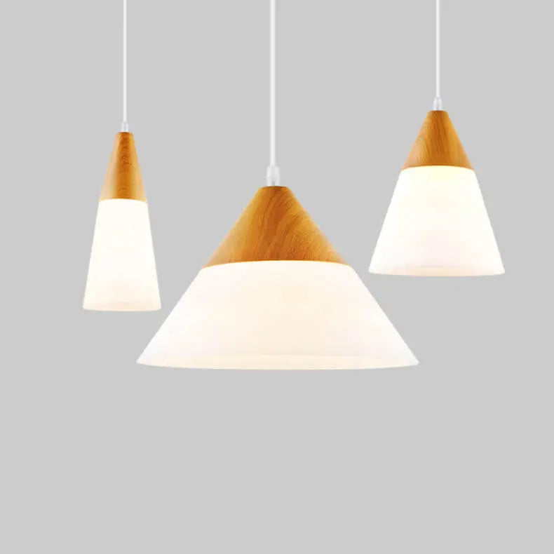 Nordic Wood Grain Glass Cone Shaped 1-light Pendant Light Lumendat