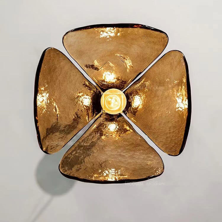 Vintage Amber Glass Floral Brass 1-light Pendant Light BulbSquare