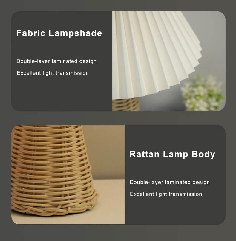 Vintage Pleated Fabric Tapered Base 1-Light Table Lamp Lumendat
