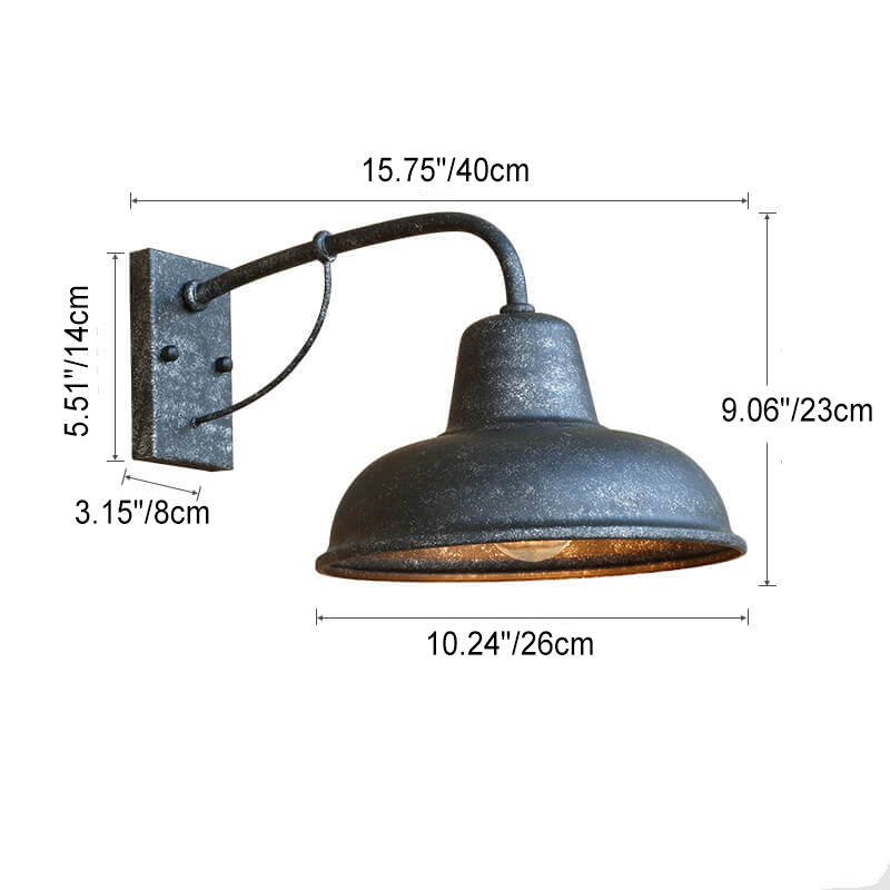 Vintage Iron Barn Waterproof Outdoor 1-Light Wall Sconce Lamp Lumendat
