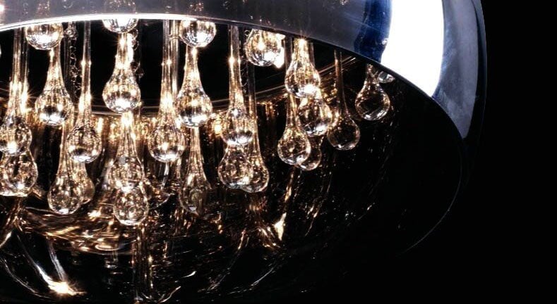 Modern Glass Shade Crystal Hanging 6-light Chandelier
