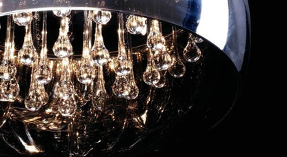 Modern Glass Shade Crystal Hanging 6-light Chandelier