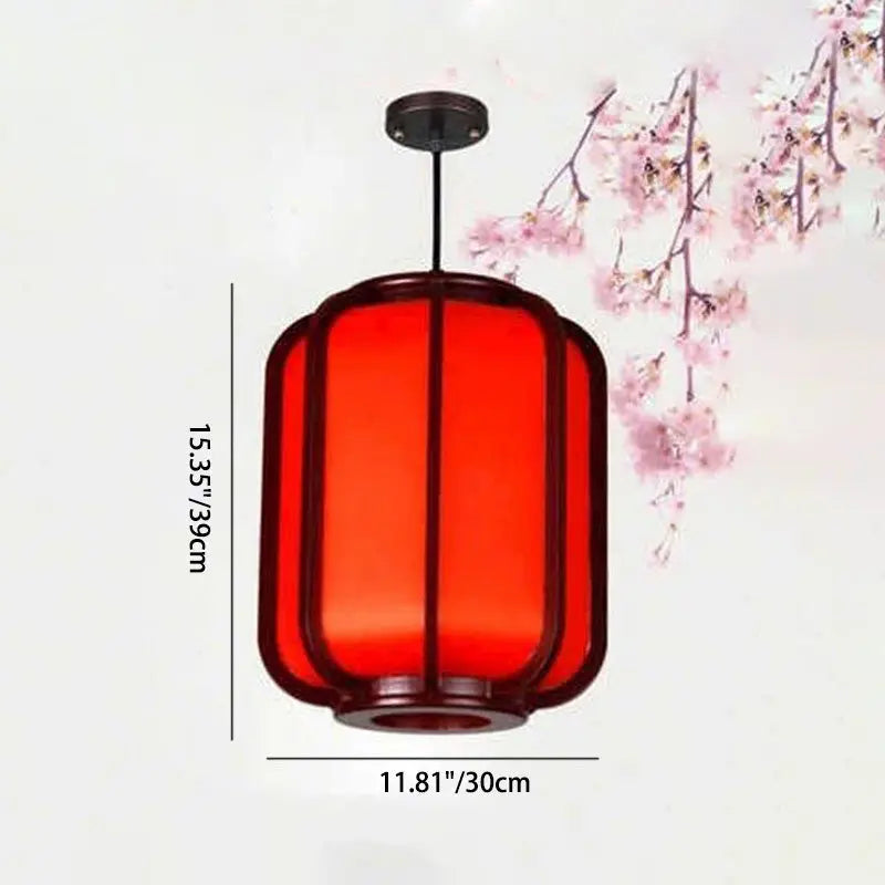 Modern Chinese Faux Sheepskin Wooden Lantern 1-light Pendant Light Lumendat