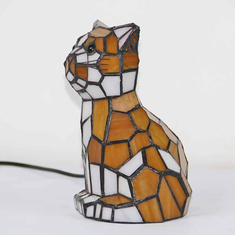 Tiffany Creative Cats /Dogs Stained Glass 1-Light Night Light Table Lamp Lumendat