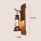 Vintage Kerosene Lamp 1-light Solid Wood Wall Sconce Lamp BulbSquare