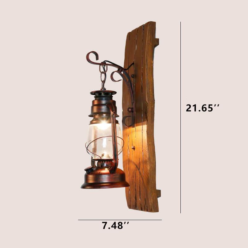 Vintage Kerosene Lamp 1-light Solid Wood Wall Sconce Lamp BulbSquare