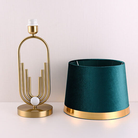 Modern Luxury Fabric Gold Oval Ring Base 1-Light Table Lamp Lumendat