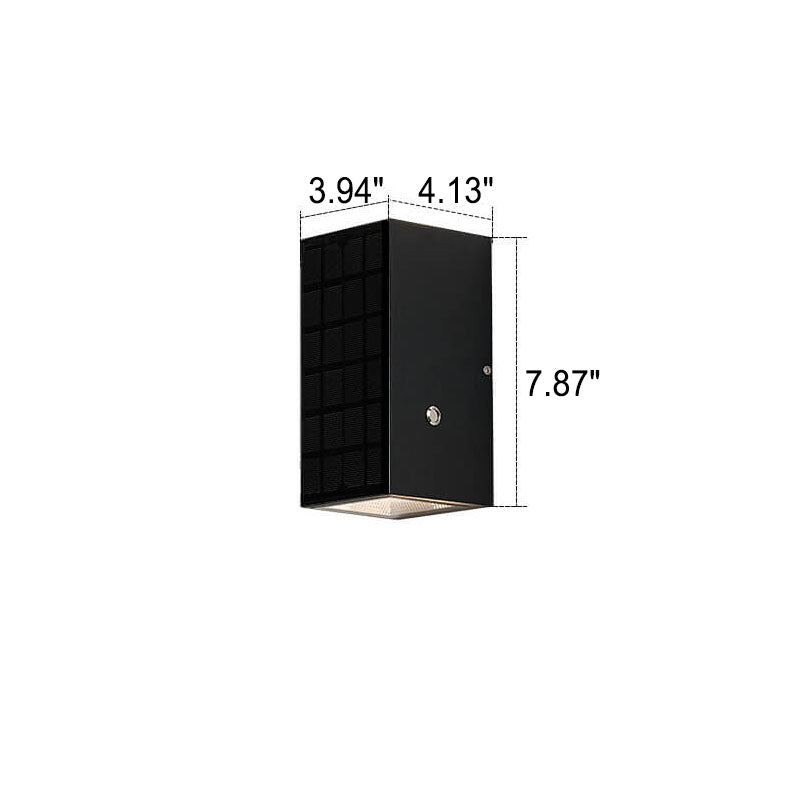 Modern Solar Black Rectangular Die-Cast Aluminum Solar LED Outdoor Wall Light Lumendat