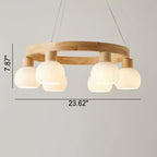Modern Japanese Log Ring Textured Glass Globe 3/6/9 Light Chandelier Lumendat