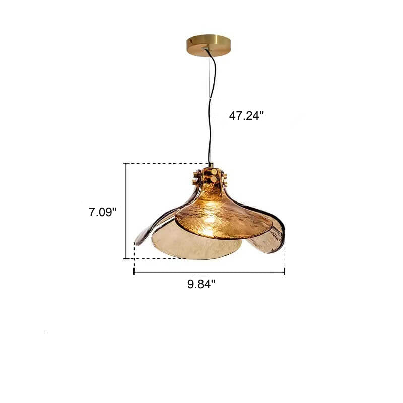 Vintage Amber Glass Floral Brass 1-light Pendant Light BulbSquare