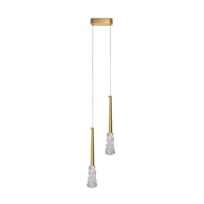 Modern Copper Clear Glass Tapered 1/2 Light Pendant Light