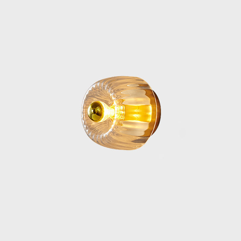 Modern Luxury Glass Sun Shape Full Copper Dual Purpose 1-light Flush Mount Light