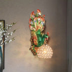 European Creative Peacock Resin Glass Shade 1-Light Wall Sconce Lamp Lumendat