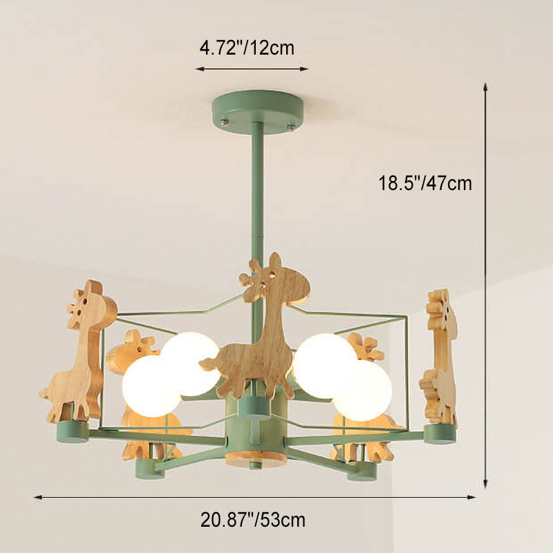 Lumendat Scandinavian Modern Children's Giraffe Diamond Pentagram Iron 5-Light Island Chandelier Lumendat