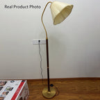 Japanese Vintage Flower Solid Wood Iron Fabric 1-Light Standing Floor Lamp Lumendat