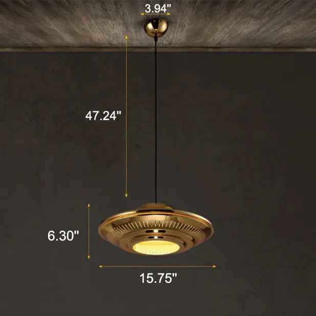 Industrial Vintage Iron Flying Saucer 1-light Pendant Light BulbSquare