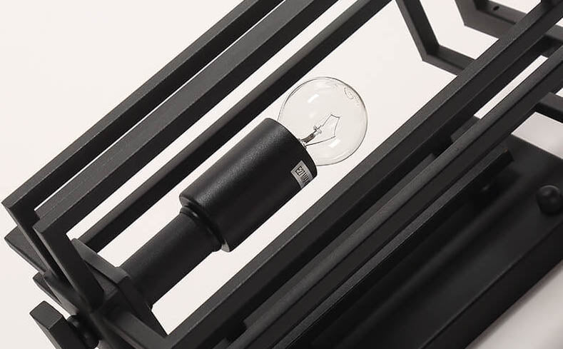 Modern Glass Square Iron 1-Light Waterproof Outdoor Wall Sconce Lamp Lumendat
