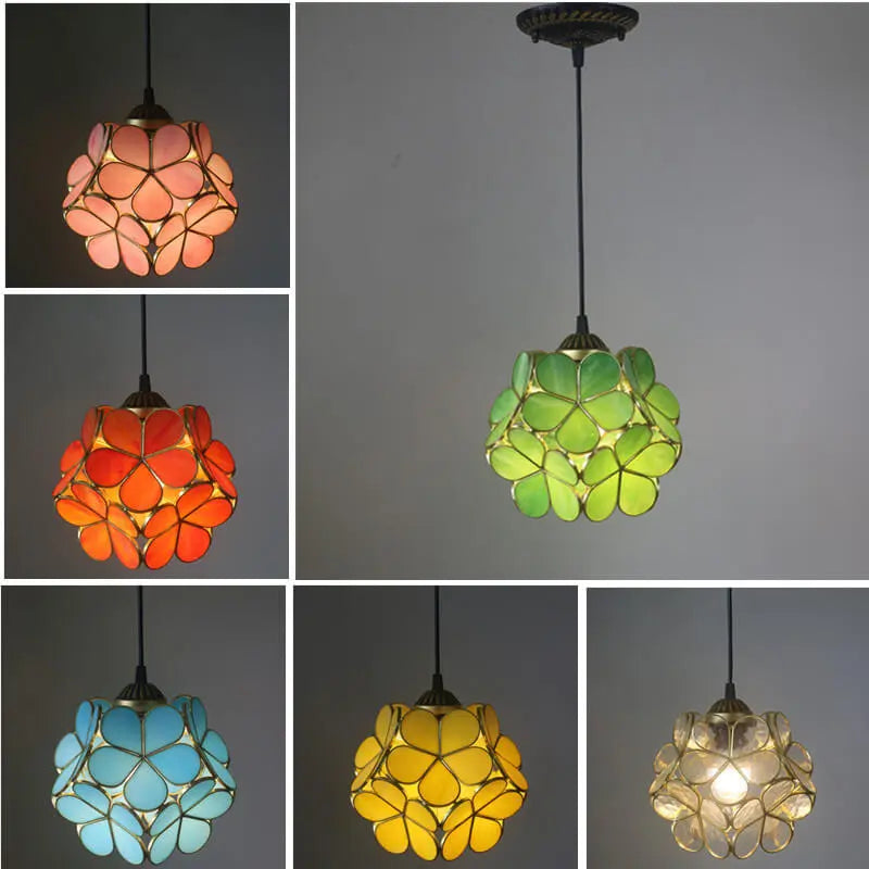 Vintage Stained Glass Petal 1-light Pendant Light Lumendat