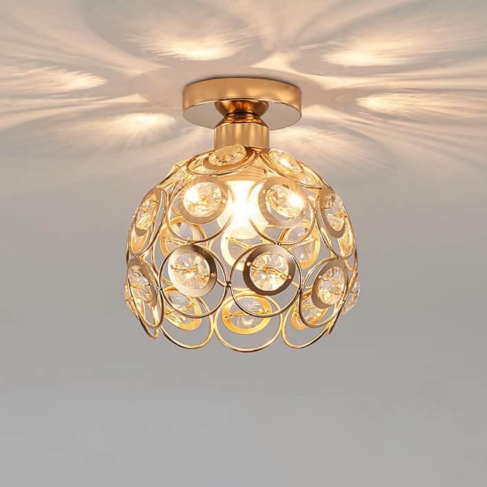 Modern European Crystal 1-light Semi-flush Mount Ceiling Light