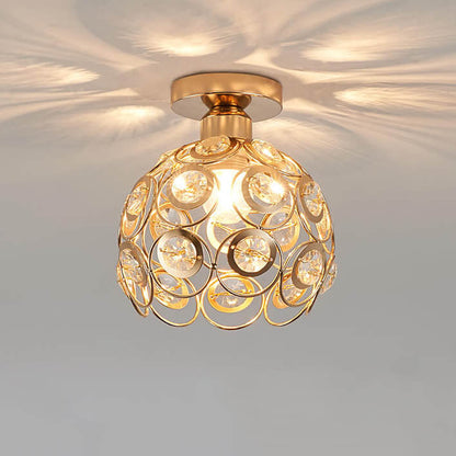 Modern European Crystal 1-light Semi-flush Mount Ceiling Light