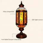 Vintage Turkish Stained Glass Lantern 1-Light Table Lamp Lumendat