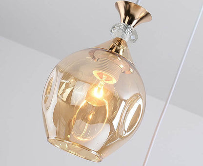 Contemporary Nordic Gradient Glass Metal Orb 1/3 Light Island Light Chandelier for Living Room