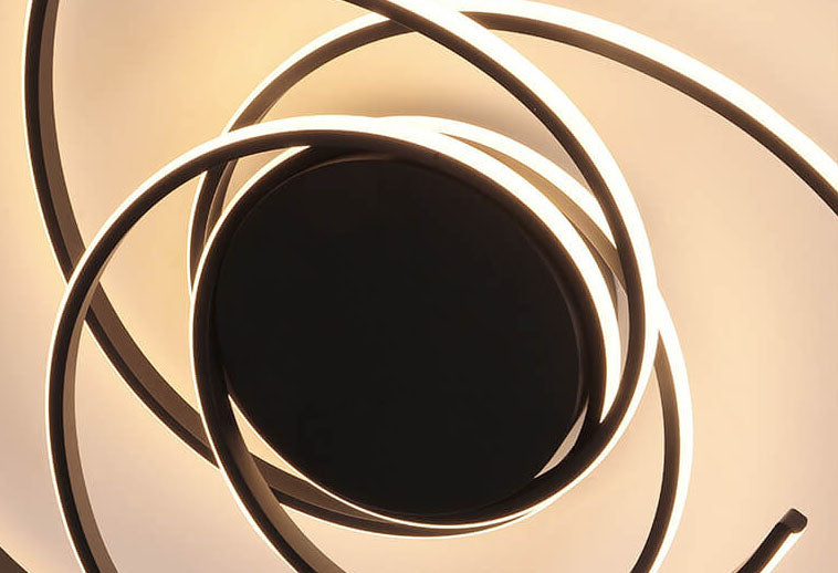 Minimalist Creative Circle Strip Aluminum Semi-flush Mount Ceiling Light