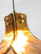 Vintage Amber Glass Floral Brass 1-light Pendant Light BulbSquare