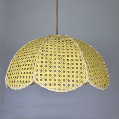 Nordic Rattan Weaving Scallop Dome 1-light Pendant Light