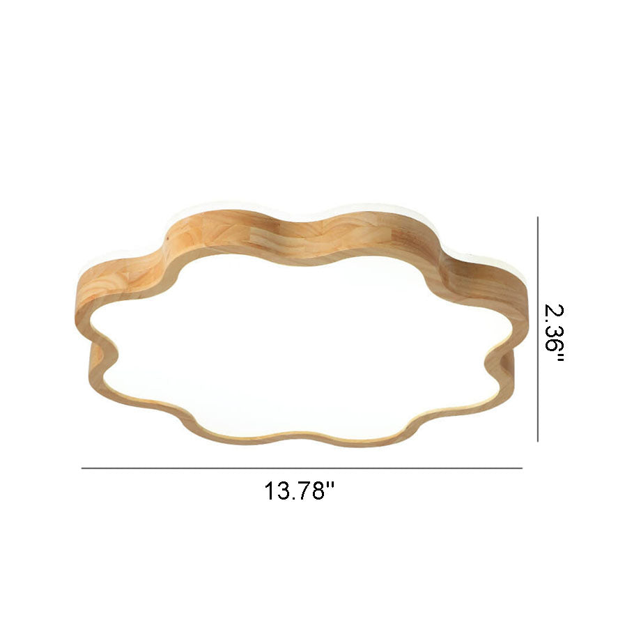 Nordic Flower Shape Wooden LED Flush Mount Ceiling Light Lumendat
