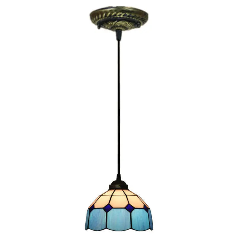 Tiffany Stained Glass Dome Shade European 1-light Pendant Light Lumendat