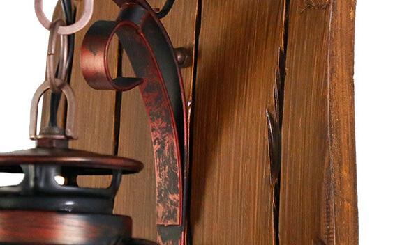 Vintage Kerosene Lamp 1-light Solid Wood Wall Sconce Lamp BulbSquare