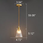Modern Luxury Glass Bell Shade Brass 1-light Pendant Light BulbSquare