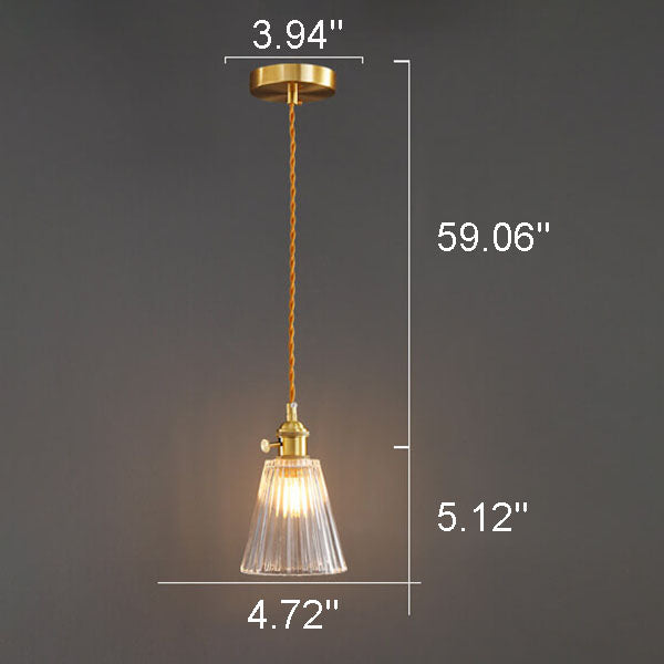 Modern Luxury Glass Bell Shade Brass 1-light Pendant Light BulbSquare