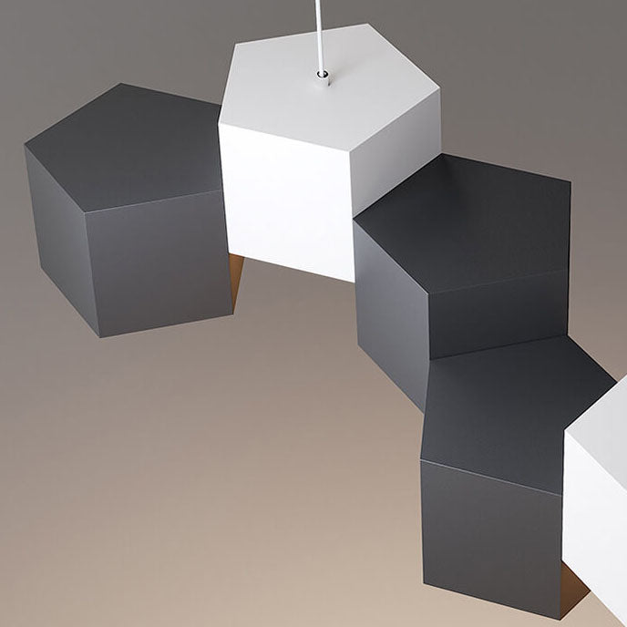 Modern Creative Square Geometric Iron LED Macaron Chandelier BulbSquare