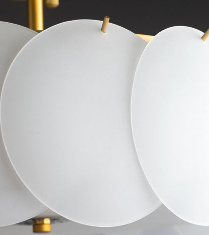 French Glass Round Drum 5/6 Light Semi-flush Mount Ceiling Light
