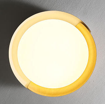 Minimalist Round Bowl Wood Grain LED Flush Mount Ceiling Light Lumendat