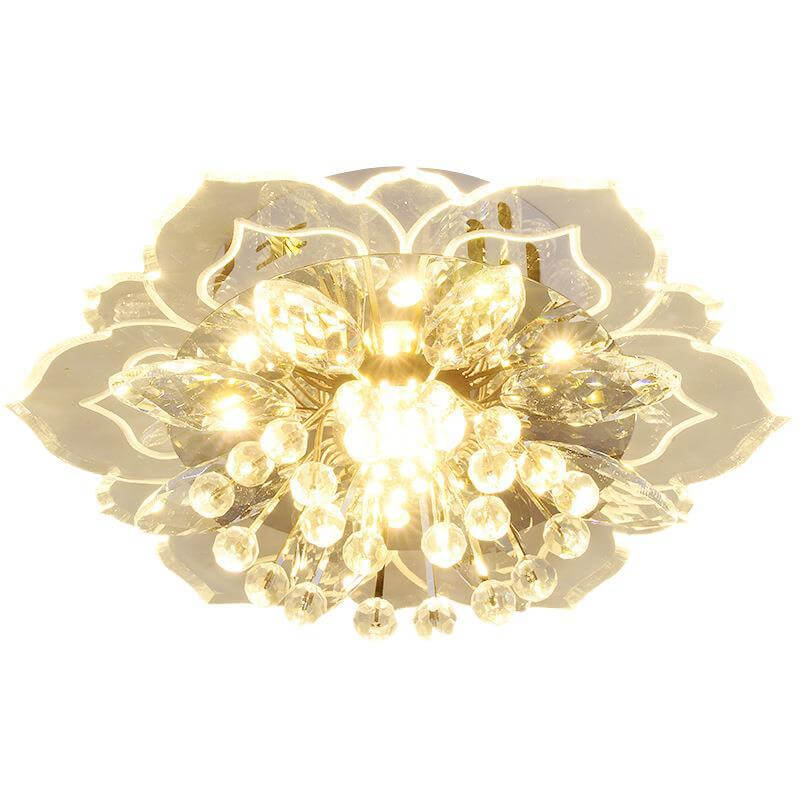 Modern Crystal Flower Shape LED Flush Mount Ceiling Light BulbSquare