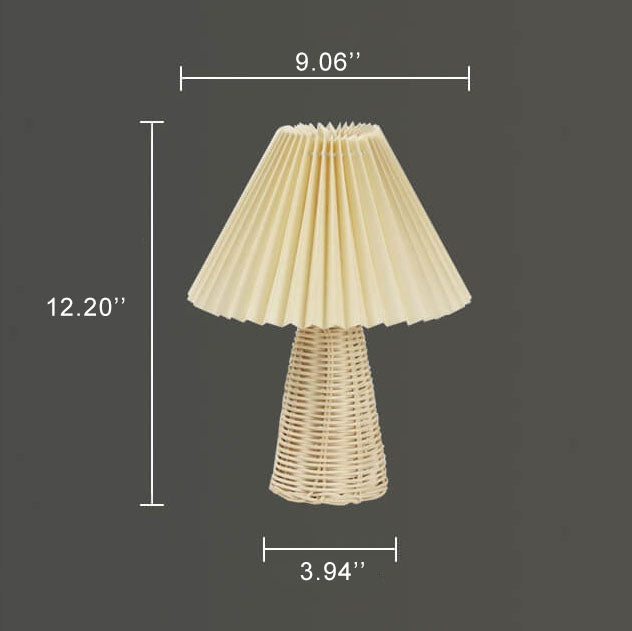 Vintage Pleated Fabric Tapered Base 1-Light Table Lamp Lumendat