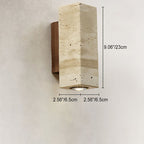 Japanese Wabi-Sabi Round Square Yellow Travertine Rubber Wood 1-Light Spotlight Wall Sconce Lamp