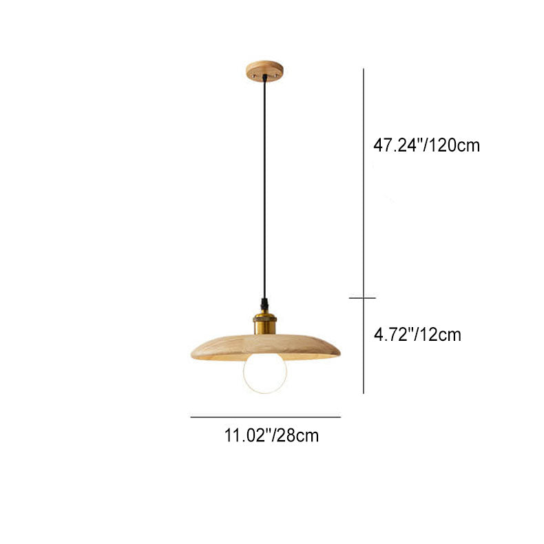 Nordic Modern Minimalist Solid Wood Disc 1-light Pendant Light