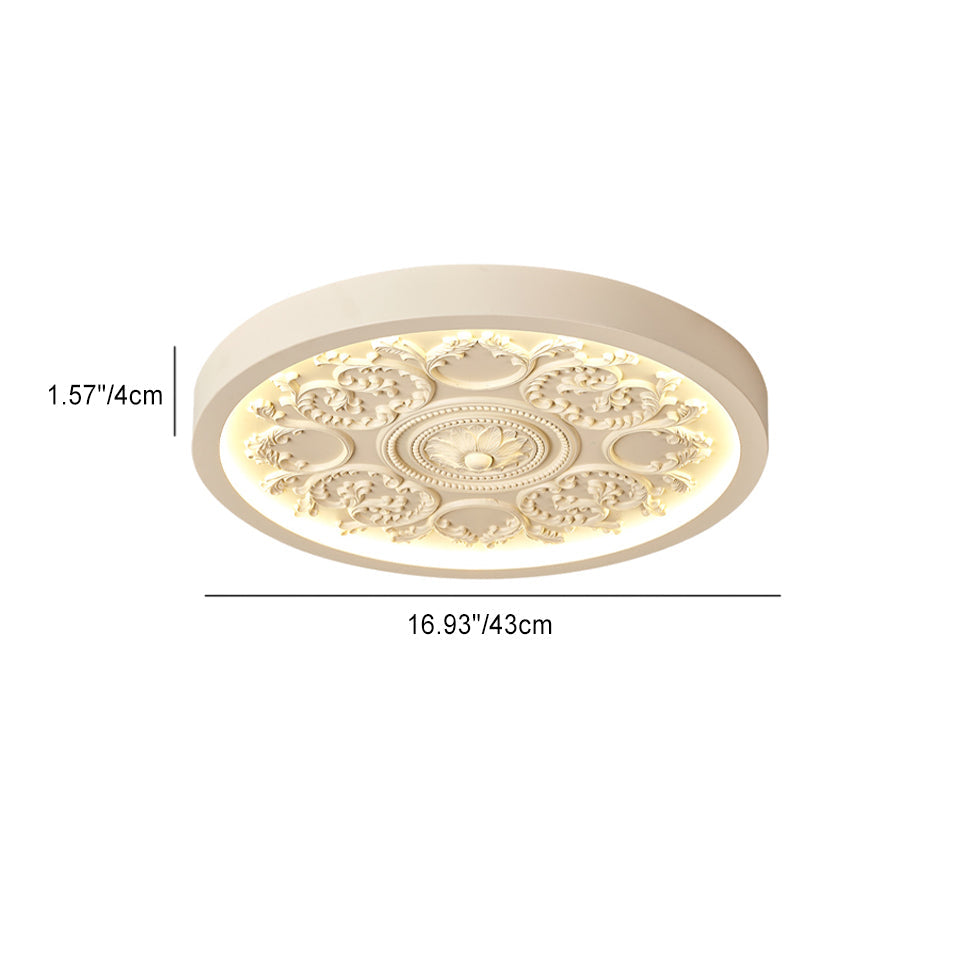 Modern Minimalist Carved Iron Resin Acrylic LED Flush Mount Ceiling Light for Bedroom
