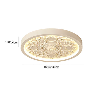 Modern Minimalist Carved Iron Resin Acrylic LED Flush Mount Ceiling Light for Bedroom
