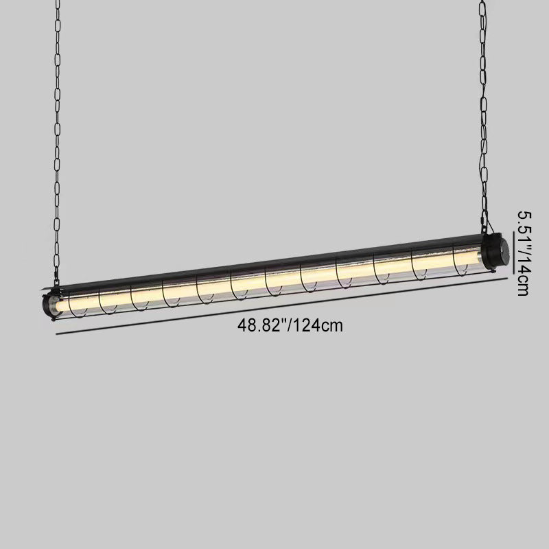 Contemporary Industrial Long Metal Acrylic 1/2 Light Island Light Chandelier for Dining Room