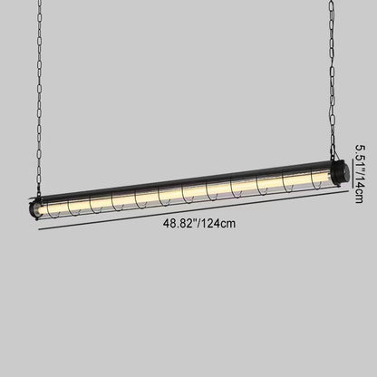 Contemporary Industrial Long Metal Acrylic 1/2 Light Island Light Chandelier for Dining Room