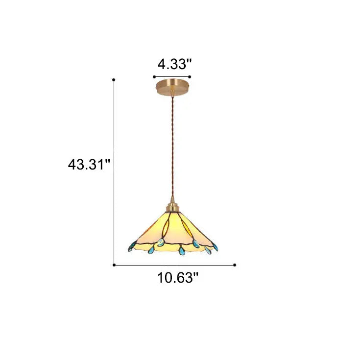Vintage Tiffany Stained Glass Umbrella Shape 1-light Pendant Light BulbSquare