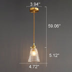 Modern Luxury Glass Bell Shade Brass 1-light Pendant Light BulbSquare