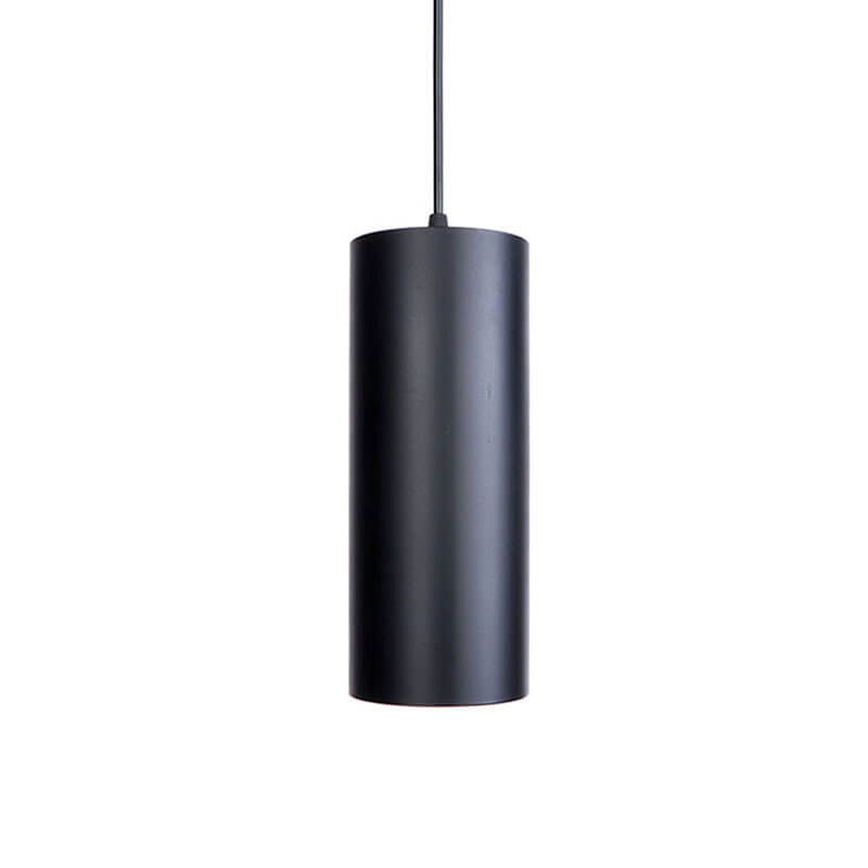Vintage Black Metal Tubular 1-Light Pendant Light