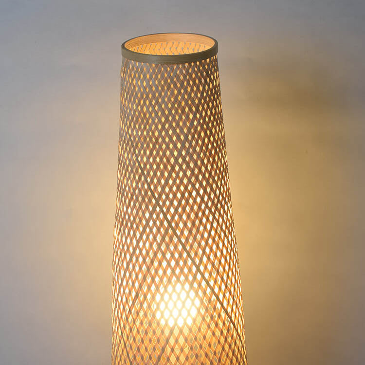Modern Bamboo Weaving Column 1-Light LED Standing Floor Lamp Lumendat