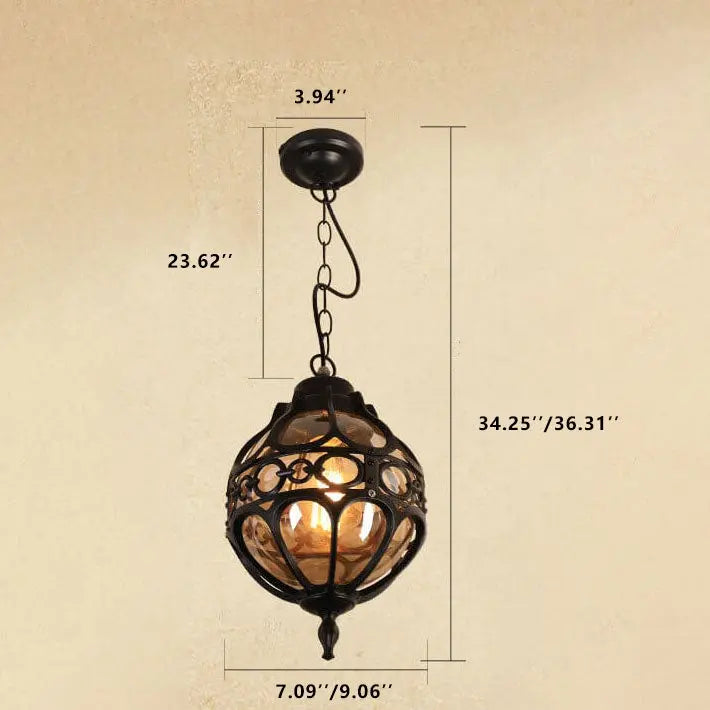 Retro Industrial Globe Shape 1-light Outdoor Waterproof Pendant Light Lumendat